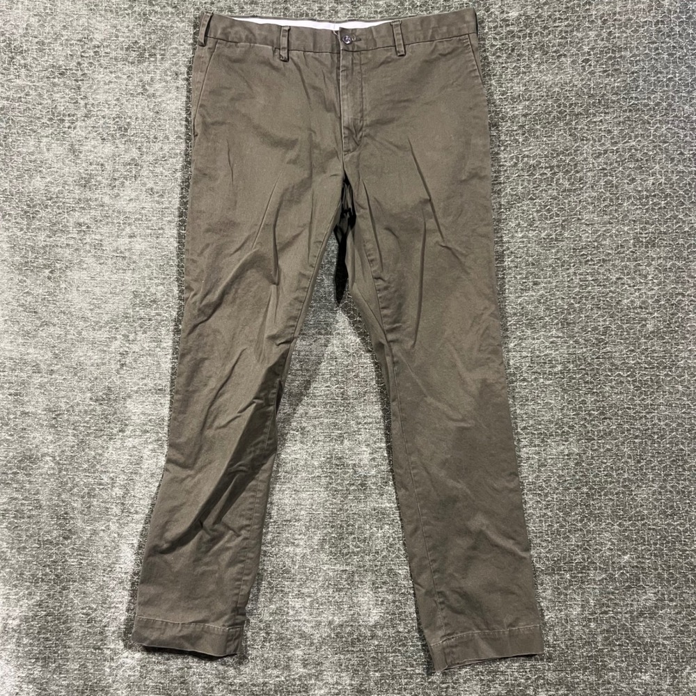 Polo Ralph Lauren Pants Mens 34x32 Olive Green Stretch Slim Fit Chino